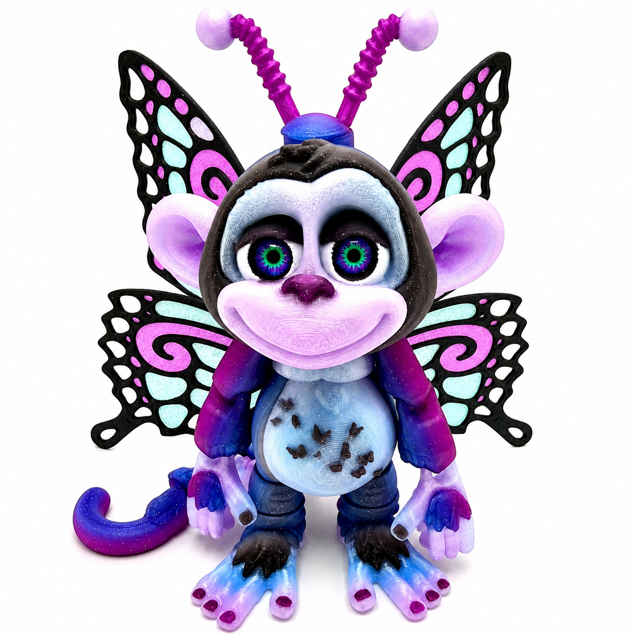 6.5" GlitterWing Butterfly Monkey | Articulated 3D Printed Collectible with Authenticity Card