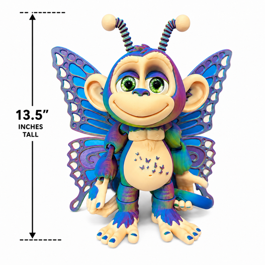 13.5" Butterfly Monkey | Giant Articulated 3D Printed Collectible | HixTown