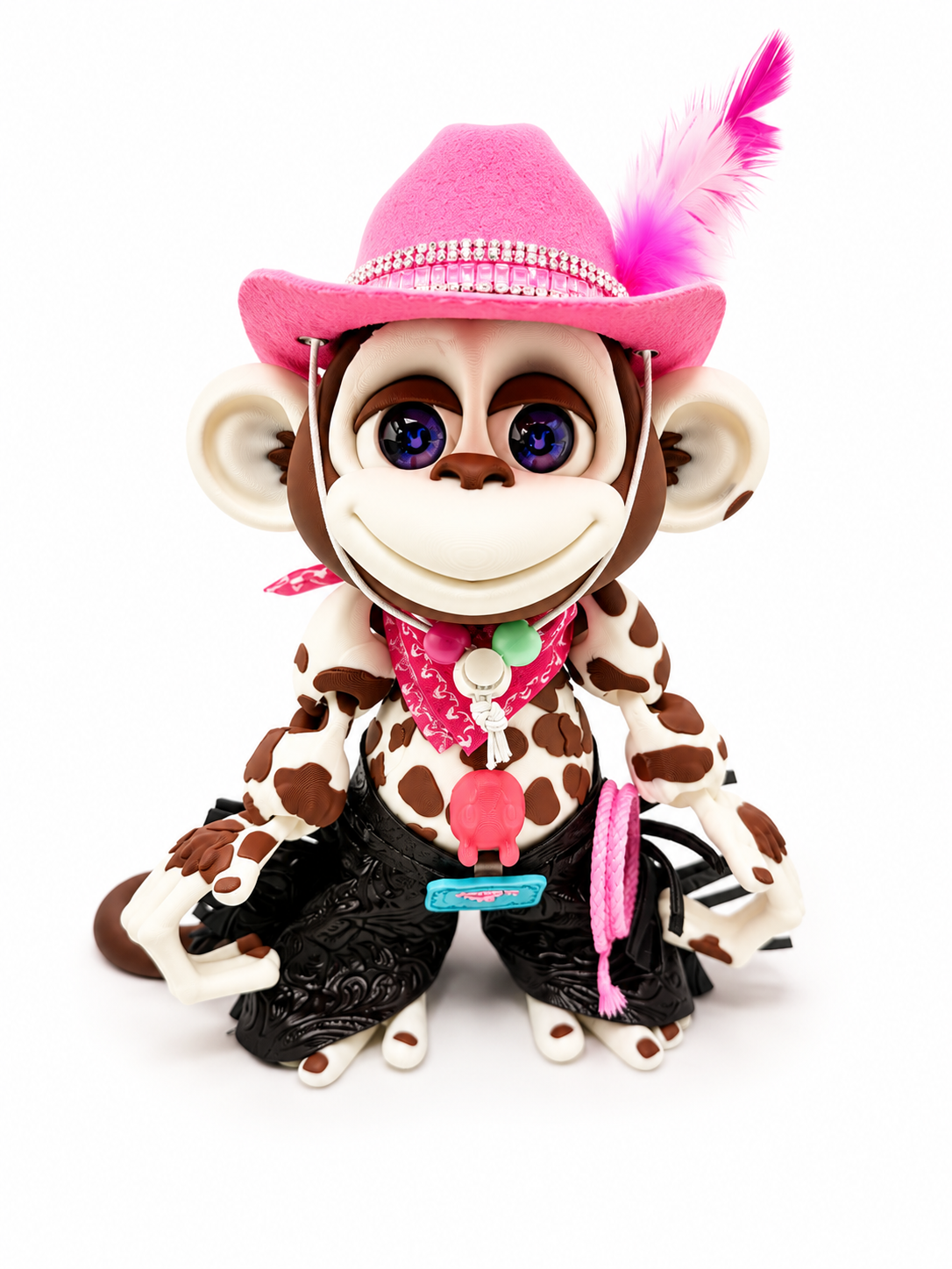 Cowboy Monkey - Rootin' Tootin' Collection - Articulated 3D Printed Collectible with Outfit & Accessories