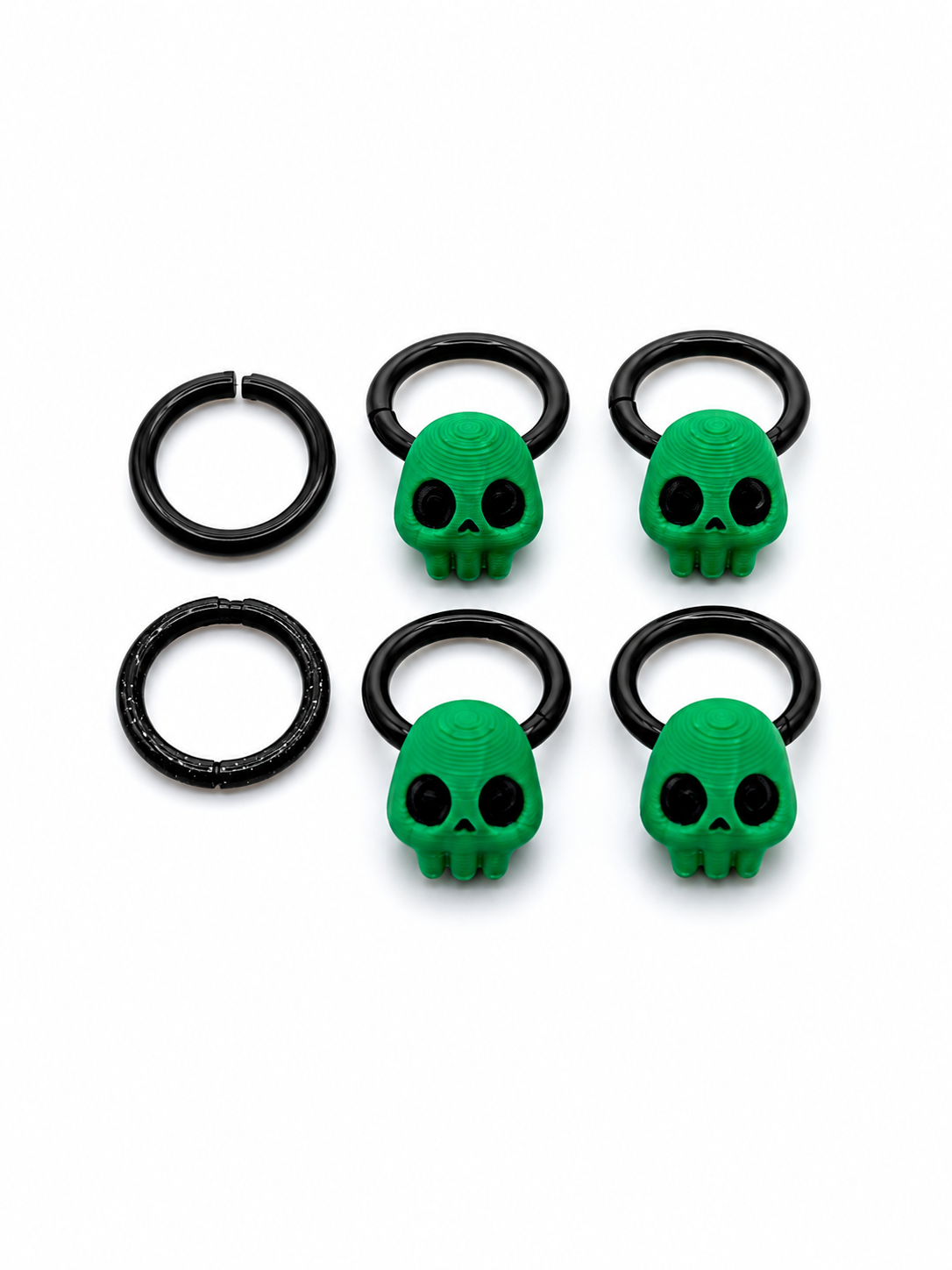 Green skull earrings