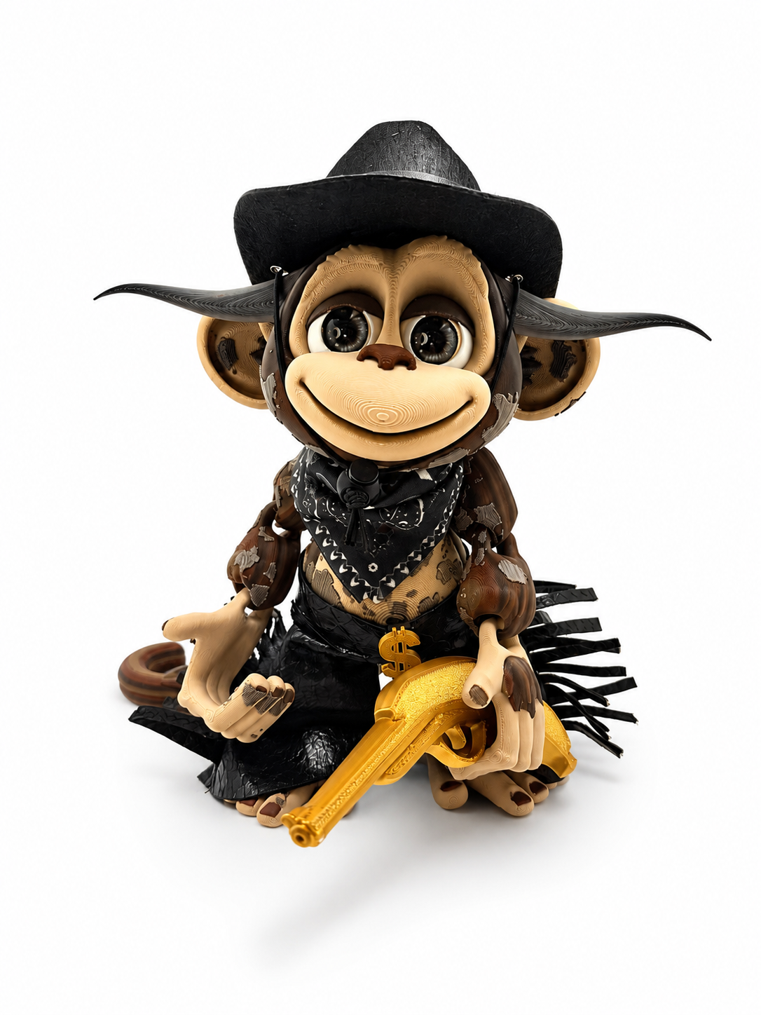 Cowboy Monkey - Rootin' Tootin' Collection - Articulated 3D Printed Collectible with Outfit & Accessories