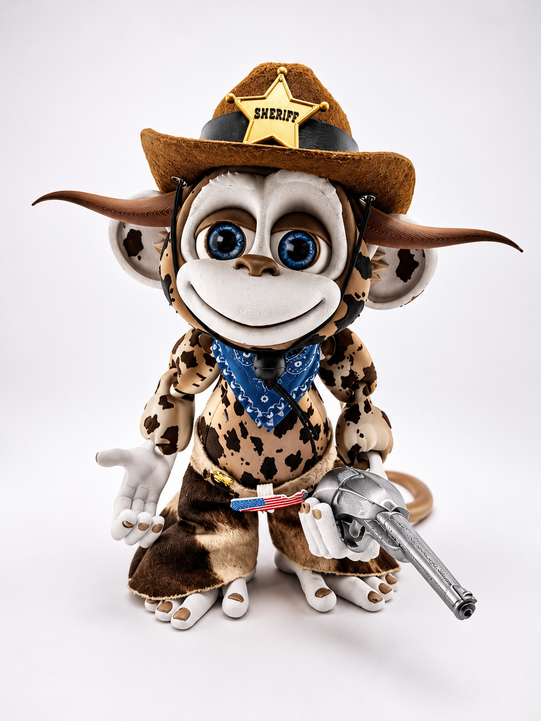 Cowboy Monkey - Rootin' Tootin' Collection - Articulated 3D Printed Collectible with Outfit & Accessories