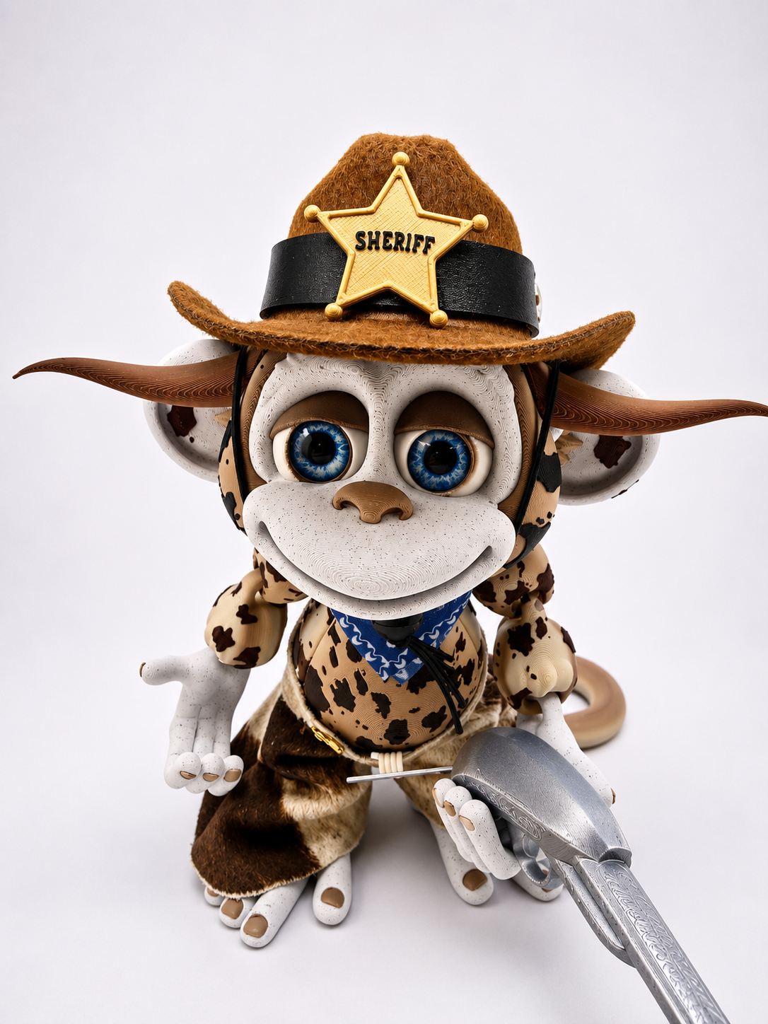 Cowboy Monkey - Rootin' Tootin' Collection - Articulated 3D Printed Collectible with Outfit & Accessories