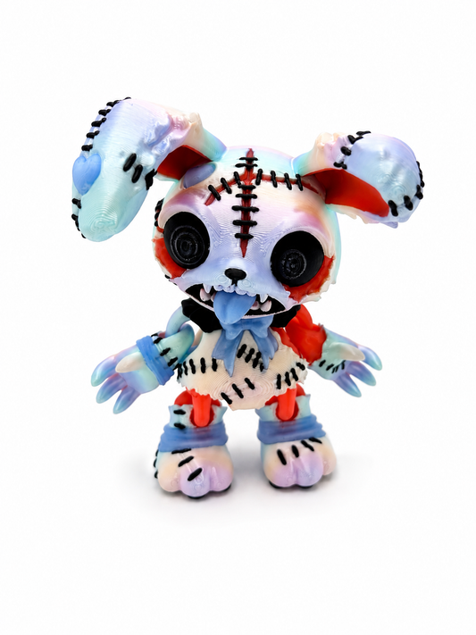 Zombunny glow red and blue 5 inch articulated 3D printed zombie bunny